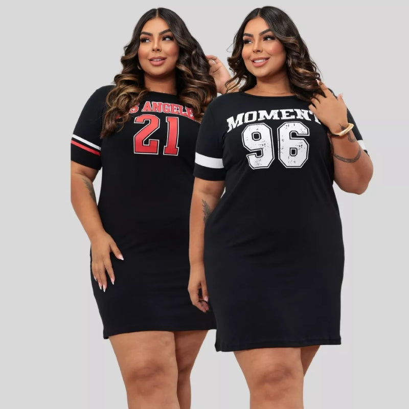 [KIT 3 PEÇAS] Vestido Estampado Plus Size Curve Curvy Camisão Moda Gringa Verão veste até 56 Camisetão Feminino