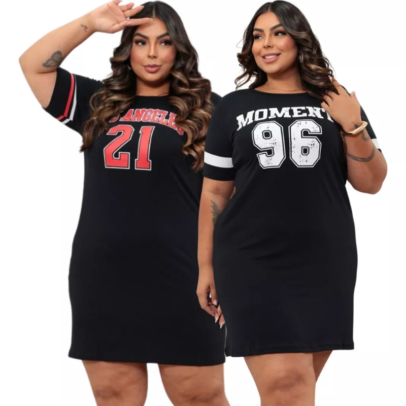 [KIT 3 PEÇAS] Vestido Estampado Plus Size Curve Curvy Camisão Moda Gringa Verão veste até 56 Camisetão Feminino