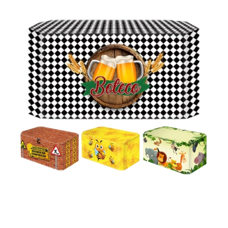 Capa Toalha de Mesa Decorativa Sublimada 3D Tecido Veste Fácil