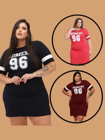 [KIT 3 PEÇAS] Vestido Estampado Plus Size Curve Curvy Camisão Moda Gringa Verão veste até 56 Camisetão Feminino