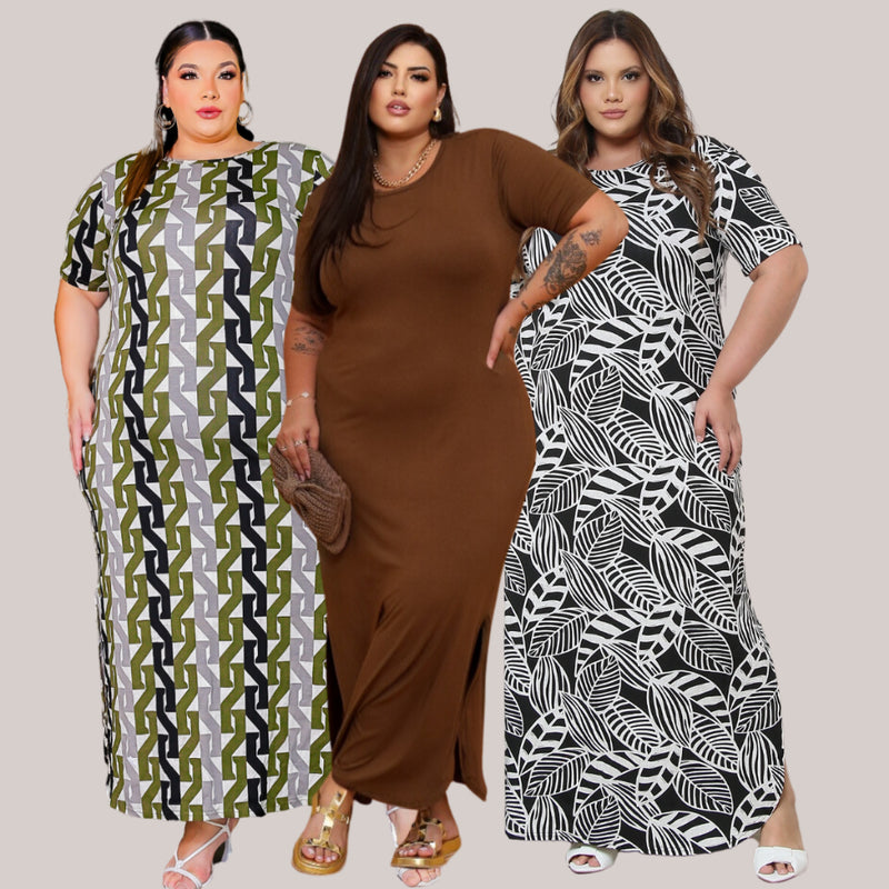 Kit 8 Vestidos Longos Plus Size Curve Curvy Evangélico Lindo veste do 42 ao 58