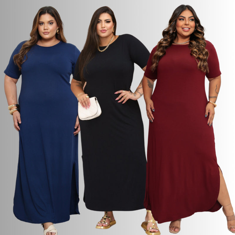 Kit 8 Vestidos Longos Plus Size Curve Curvy Evangélico Lindo veste do 42 ao 58